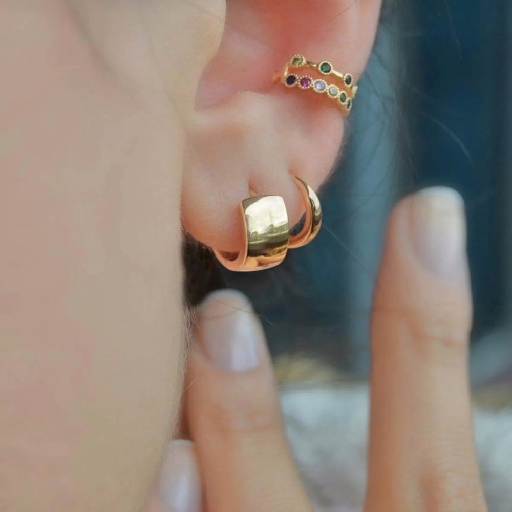 Thick Tiny Hoop Earrings | 14K Gold Plated Luxury Jewelry